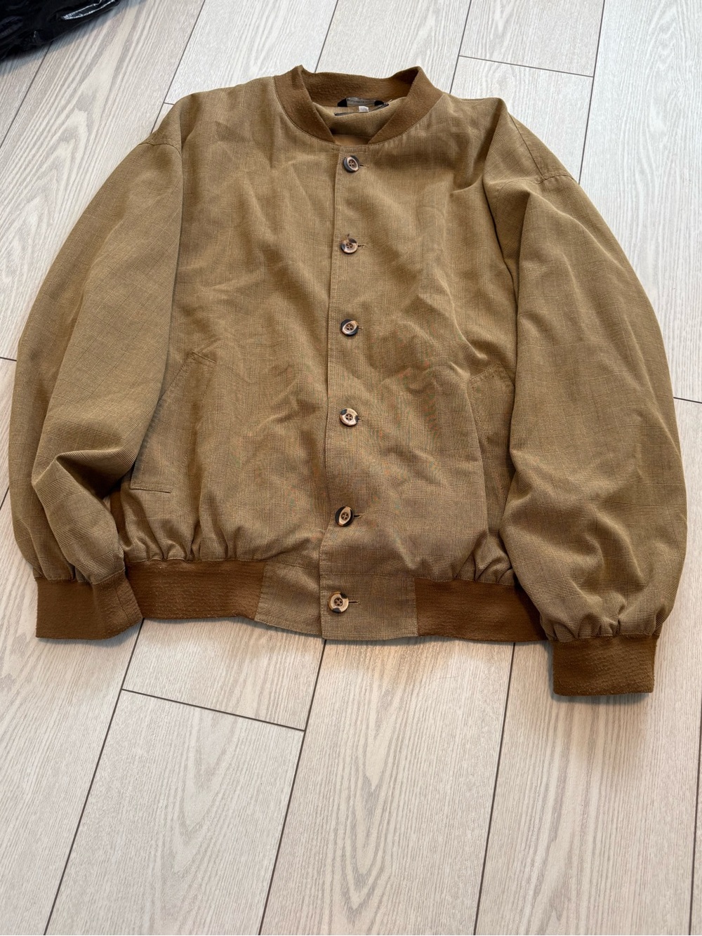 Vintage brown plaid bomber zip jacket mens XL casual pockets Canada classic tan